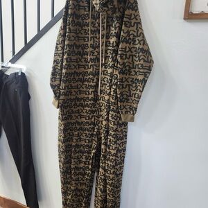 Brown Graphic All-Over Print Jumpsuit